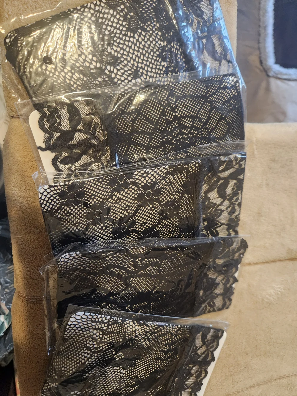 Lace Sheer Ankle Socks - Black (5 Pairs)